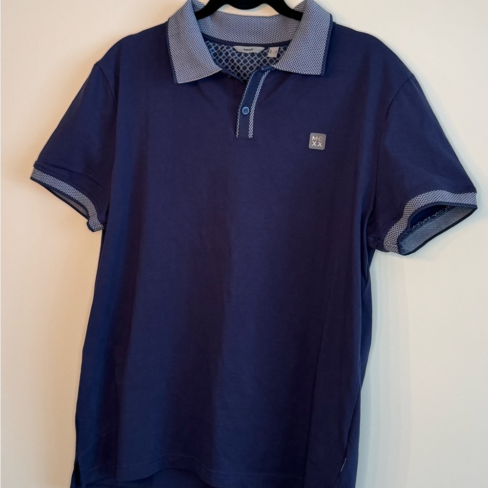 Mexx Navy Polo Shirt with Patterned Collar